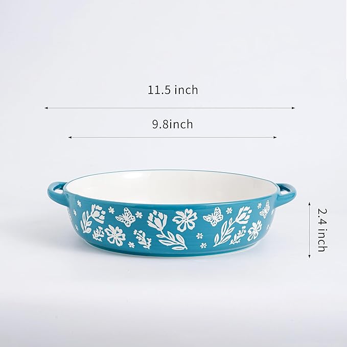 Wisenvoy Pie Pan Ceramic Pie Dish 9.8 Inches Pie Plate Porcelain Deep Dish Pie Pan Non-Stick Pie Pans