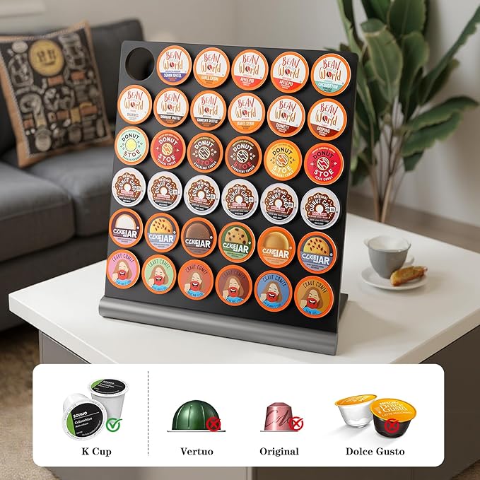 Pro Mael Coffee Pods Holder for K Cup, K Cup Organizer for Countertop, K Cup Capsule Display Stand for Coffee bars, Offices, and Kitchens, Capacity of 36 Pods, Black