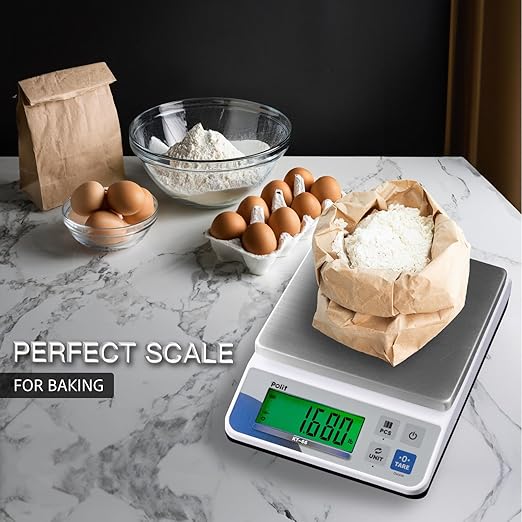 Polit KT-66 Digital Kitchen Scale 18lb/8000g|0.02oz/0.5g Precision Food Scale with LCD Display|Battery or Plug-in|Stainless Steel Top|Grams & Ounces|5 Units for Baking, Cooking, Farming & Shipping