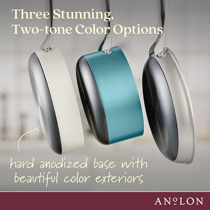 Anolon Achieve Hard Anodized Nonstick Cookware Pots and Pans Set, 9 Piece - Silver