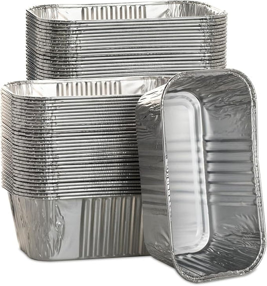 50 Pack 1Lb Mini Loaf Pans, 6” x 3.5” x 2” Foil Disposable Loaf Pans, Aluminum Foil Bread Pans for Baking Homemade Cakes & Breads Holiday Treats Food Storage