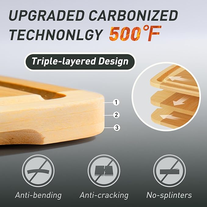 3 packs Bamboo Cutting Board Set Non Slip Feet Over Sink For Kitchen Meal Prep & Serving Brides Her Wedding Day Bridal Shower Engaged Wed House Christmas Married Future Unique Cool Gifts