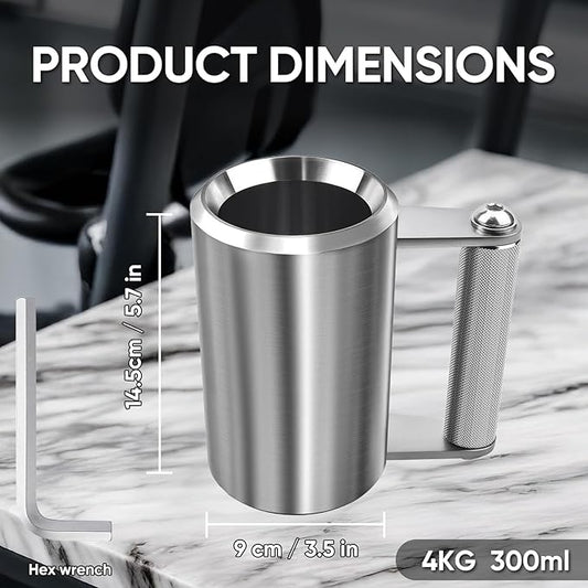 9 LB/4KG Stainless Steel Mug,Super Dumbbell Fitness Sports Mug,Gym Exercise Coffee Lover Gift