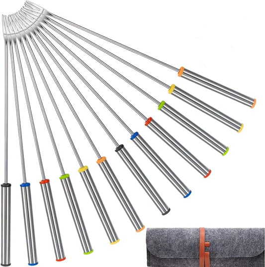 12 Pcs 9.5 Inch Fondue Forks with Heat Resistant Handle Stainless Steel Fondue Sticks for Cheese Pot Chocolate Roast Marshmallows Meat