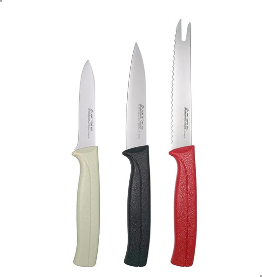 Paring Knife Set, MATTSTONE HILL Kitchen Prep Knife Set - Serrated Tomato Knife, Kitchen Utility Knife, Paring Knife, German Steel, Red Black White