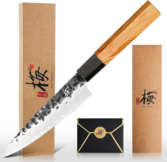 5.7 Inch Paring Knife For Kitchen,Utility Knife,Sharp High Carbon Stainless Steel Fruit Knife With Olivewood Handle,Handcrafted Peeling Knife, Fruit Knife