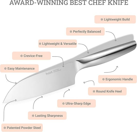 HAST Edition 6.3-Inch Santoku Knife, Ultra-Sharp Professional Japanese Chef Knife, Advanced Powder Steel, Lightweight, Comfortable Ergonomic & Award-Winning Design, Premium Steel Kitchen Knife