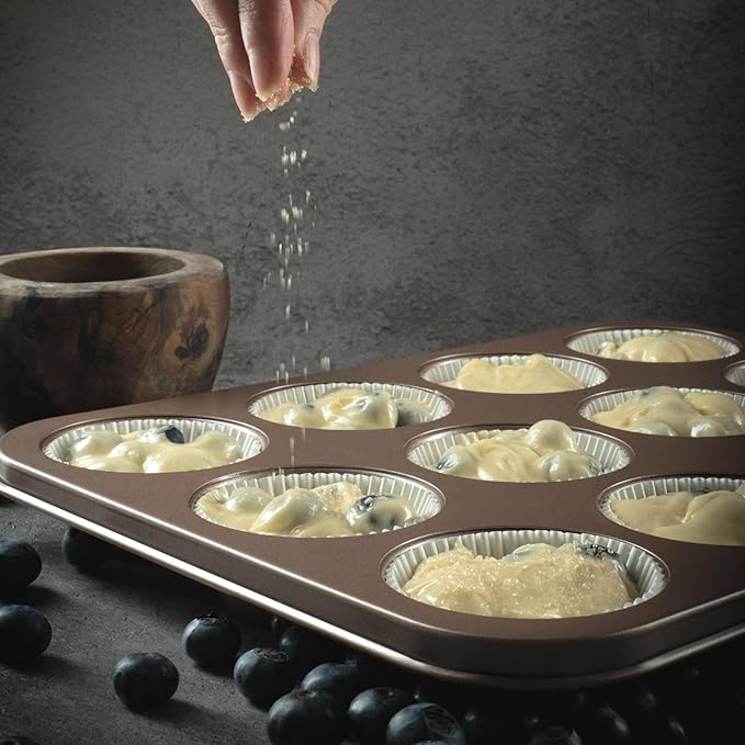 Passionate Baker PFOA free Nonstick Baking Pans Bundle of 6 items: 9 inch Round Cake Pans, 9 x 13 inch Cake Baking Pan, Square, Loaf, Muffin Tin