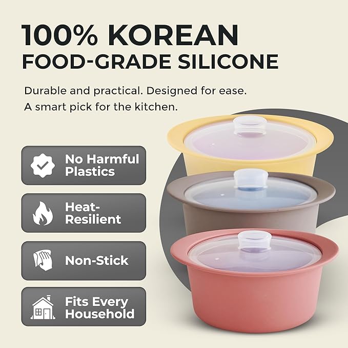 27oz Platinum Silicone Microwave Steamer Pot with Handle & Lid - Korean 100% Food-Grade Steamer Bowl, Heat-Resistant Cooker with Steam Holes, Easy Clean, Dishwasher Safe, Dry Rose