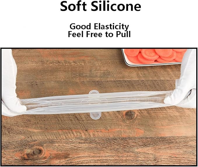 TopHomer 12 Packs Rectangular Silicone Stretch Lids Set of 6 Sizes Reusable Sturdy Container Cover, Keeping Food Fresh, Dishwasher and Freeze