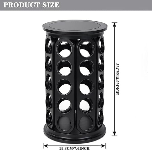 Coffee Pod Holder, Holds 40 K Cup Coffee Capsules, Large Capacity Round Organizer with 360-Degree Rotation, Black