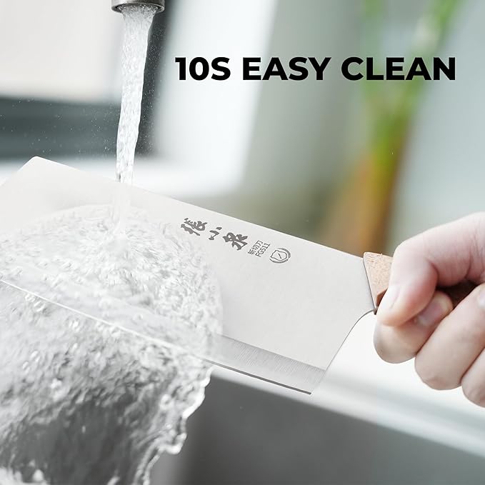 ZHANG XIAO QUAN SINCE 1628 7.3” Meat Cleaver, 40Cr13 Chinese Chopper Slicing Knife Chinese Chefs Knife Wood Handle
