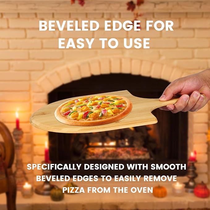 4Pack Natural Bamboo Pizza Spatula, Pizza Peel 11 Inch, Wooden Pizza Spatula Paddle Board for Home Pizza Cutting,Cheese, Bread,Fruit,Vegetable Oragaznie (4)