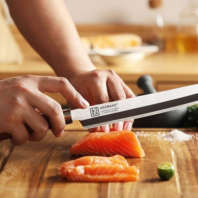 KEEMAKE Sashimi Knife Japanese - 10.5 inch Sushi Knife VG10 Stainless Steel Single Bevel Blade, Perfect Rosewood Handle Yanagiba knives