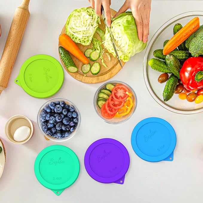 Sophico 2 Cup Round Silicone Storage Cover Lids Replacement for Pyrex 7200-PC and Anchor Hocking Glass Bowls (Container not Included) | MIX-4 PACK |
