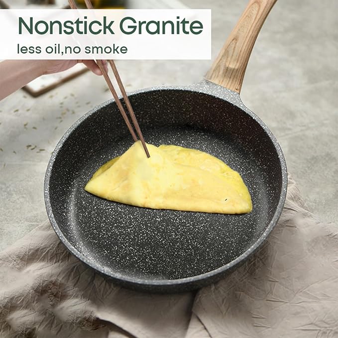 10Pcs Pots and Pans Set,nonstick Cookware Set Kitchen Cooking Set,Non-toxic Healthy Granite Induction Cookware Sets with firm heat-resistant handle(PFOA Free)