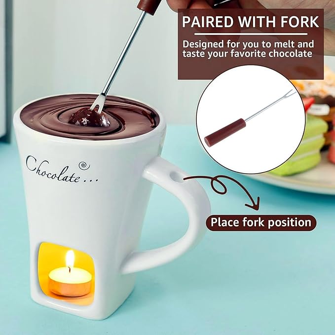 Chocolate Melting Mug Cheese Candy Mini Fondue Pot With Forks