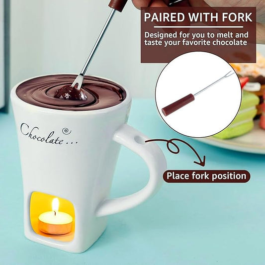 Chocolate Melting Mug Cheese Candy Mini Fondue Pot With Forks