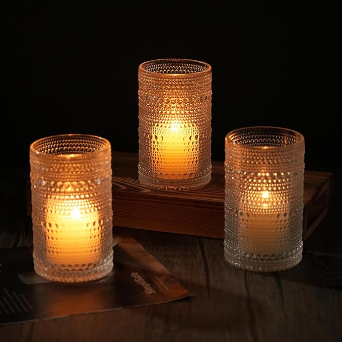 Moretoes Hobnail Drinking Glasses Set of 12,12 Oz Highball Glasses Clear Embossed Boho Water Glass Cups Kitchen Bar Tumbler Glassware Set for Whiskey, Beer, Juice, Milk and Various Mixed Drinks