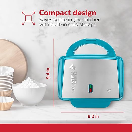 Holstein Housewares Non-Stick 6-Count Electric Cupcake Maker Machine – Bakes 6 Cupcakes, Muffins, Pizza Cups, Cinnamon Buns – Perfect for Gifts, Birthdays, Holidays, or Bake Sales, Teal