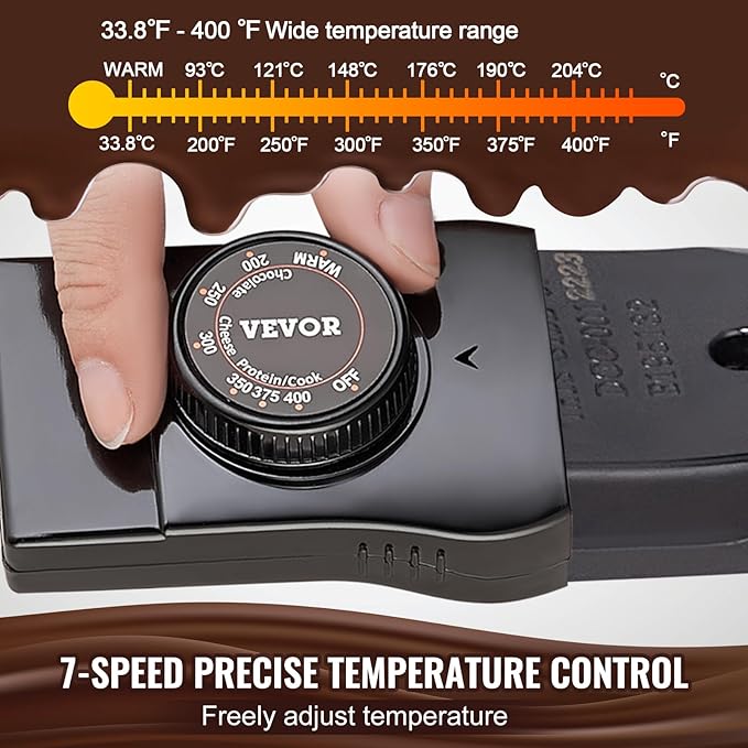 VEVOR Electric Fondue Pot Set, 3 Qt Melter for Cheese & Chocolate with 8 Forks, Candy Warmer with Temp Control, 1000W Non-Stick Stainless Steel Melting for Dessert, Broth, Wax Candle, Party Gift