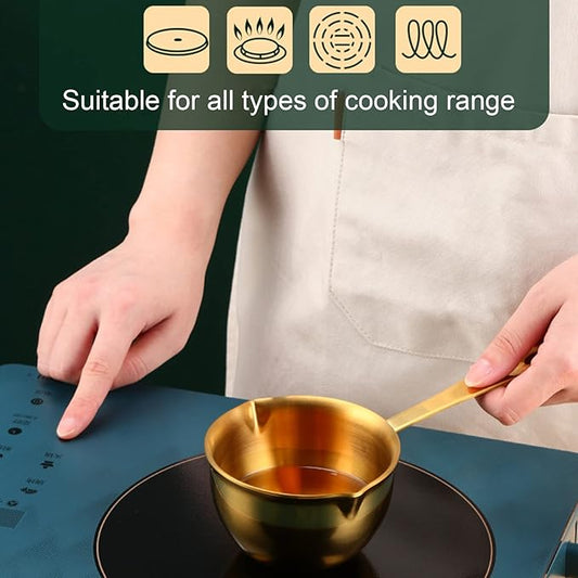 Butter Warmer Pot, 0.8 Quart Milk Warmer Pot with Dual Pour Spouts,Stainless Steel Chocolate Melting Pot,Multifunctional Sauce Pan,for Stove Top, Coffee Tea Soup Warming