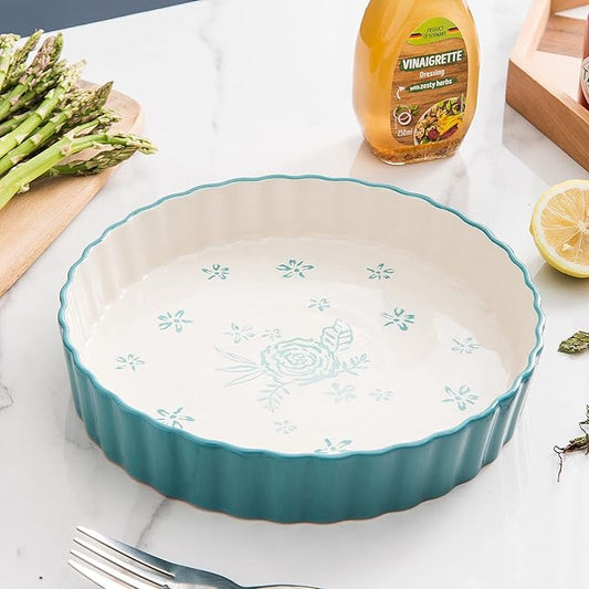 Wisenvoy Pie Pan Tart Pan Quiche Ceramic Pie Dish Pie Plate Tart Pans 9 inch Deep Dish Pie Pan Quiche Pan