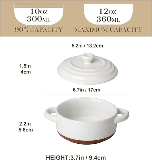 MALACASA Mini Cocotte Set - 12 OZ Small Casserole Dishes for Oven with Lids and Handles, Ramekins Oven Safe, Ceramic Mini Dutch Oven Set of 4, Microwave & Dishwasher Safe, Multicolor, Series TARA