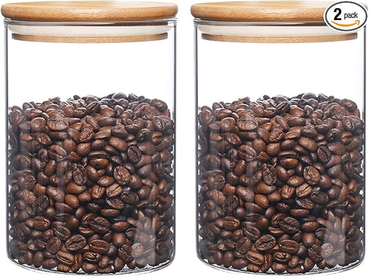umieo Glass Food Storage Containers with Lids, Small Storage Containers 27oz Set of 2, Glass Storage Jars with Airtight Lids for, Flour, Rice, Nuts, Candy, Coffee, Beans