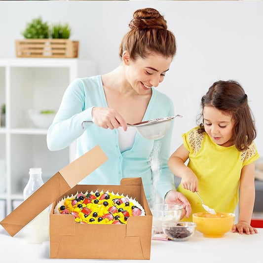 16Pcs 12x12x6 Inch Cake Boxes with Window, Brown Bakery Boxes, Cake Carrier Container for Pastries, Pie, Cookies, Chocolates, Cupcakes, Birthday Party, Wedding