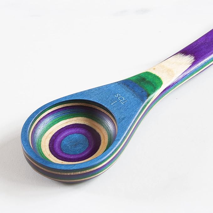 Totally Bamboo Baltique Mumbai Collection 2-in-1 Wooden Measuring Spoon with Tablespoon and Teaspoon Measurements