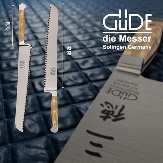 Güde Franz Series Hand Forged/Serrated Bread Knife With Italian Oak Wood Handle 12-in, Ambidextrous, Made in Solingen, Germany Since 1910