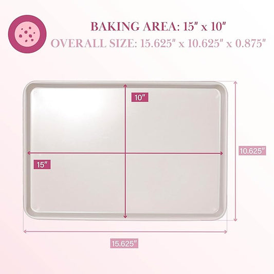 Paris Hilton Nonstick Carbon Steel Bakeware Collection, 15-Inch x 10-Inch Cookie Baking Sheet, Dishwasher Safe, Made without PFOA and PFAS, Pink Cream Two-Tone