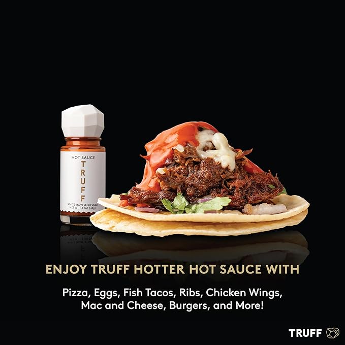 TRUFF White Truffle Hot Sauce 4-Pack Mini Set, Portable Travel Bottles, White Truffle and Red Chili Peppers with Coriander, Gift Idea for the Hot Sauce Fans, (1.5 oz, Pack of 4)