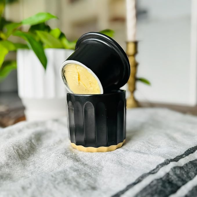 BLAKE 'N' GREY Culinary Elegance: Black Fluted Ceramic French Butter Keeper – A Stylish Touch to Preserve and Serve Perfectly Spreadable Butter