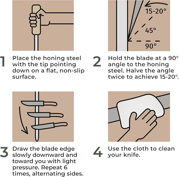 WALDWERK Premium Honing Rod - Honing Steel Made of Hardened Steel with Elegant Wooden Handle - 100% Plastic-Free Sharpening Steel for - Kitchen Knife Sharpener - Knife Sharpeners for Kitchen Knives