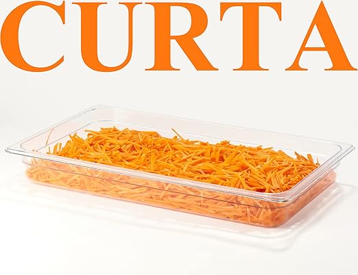 CURTA 6 Pack NSF Food Pans, Full Size 2 1/2 Inch Deep, Commercial Polycarbonate Plastic Clear Freezer-Safe