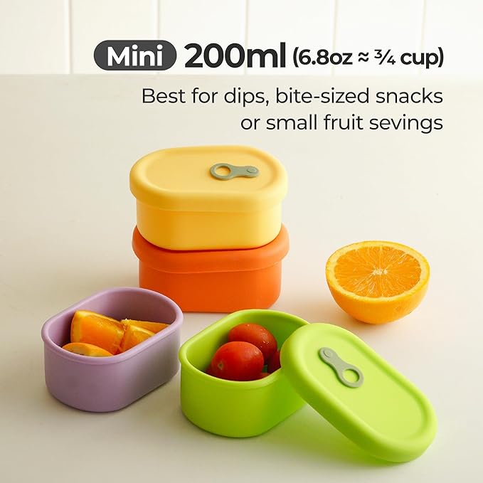 Premium Korean-Made Silicone Airtight Food Container with Steam Vent – BPA Free, Leakproof, Microwave & Freezer Safe Meal Prep. & Leftovers Storage (Violet, 200ML)