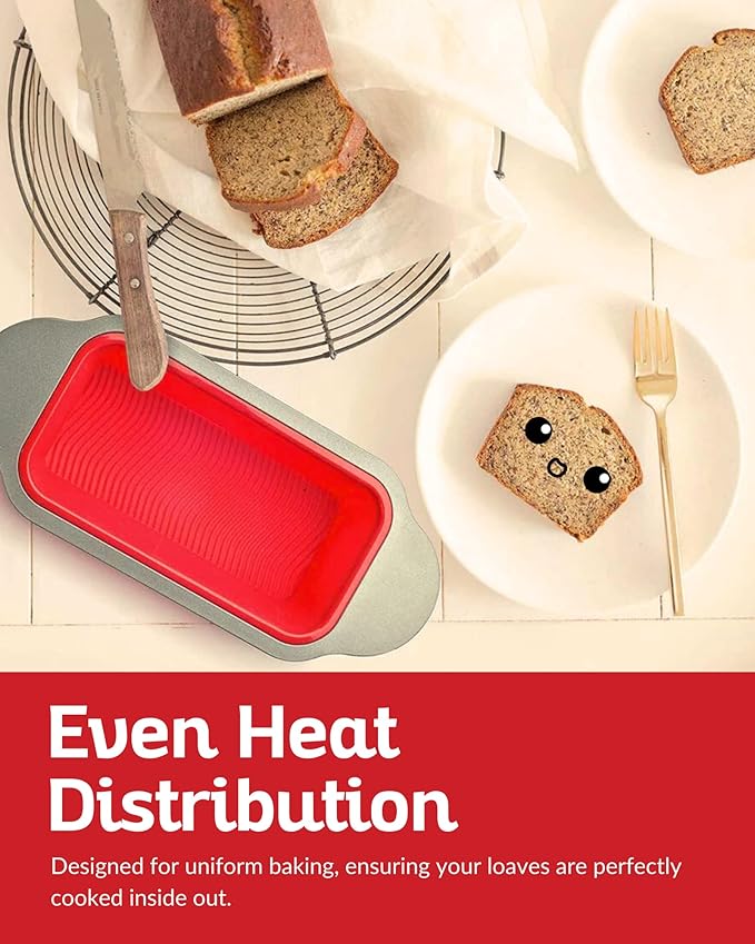 Premium Non-Stick Silicone Bread Loaf Pan, 9x5 Inches – Heavy-Duty Steel Frame, Non-Toxic, BPA & PFOA Free – Perfect for Pound Cakes, Breads, & More.