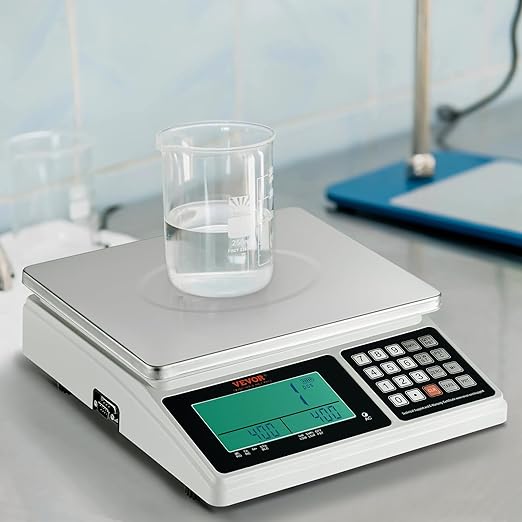 VEVOR Industrial Counting Scale, 30 kg x 1 g, Digital Scale for Parts and Coins, g/kg/lb Units, Electronic Gram Scale Inventory Counting Scale Kitchen Jewelry Scale with RS232 Port and LCD Screen