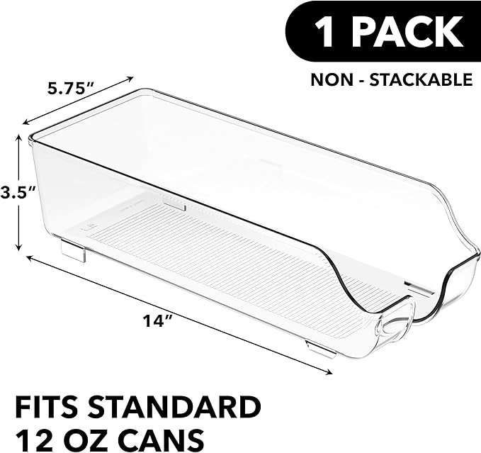 Simple Houseware Soda Can Organizer and Dispenser for Refrigerator / Pantry, Clear