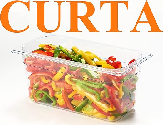 CURTA 6 Pack NSF Food Pans, 1/3 Size 6 Inch Deep, Commercial Polycarbonate Plastic Clear Freezer-Safe