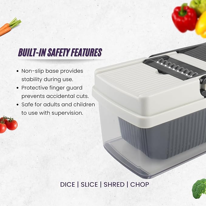 Vegetable Chopper, 14 Piece set, Dicing Blades, Slicing Blades, Lattice Blade, Shredding Blades, Egg Seperator, Garlic Grinder, Brush, Drain Basket, Finger Guard, kitchen tool