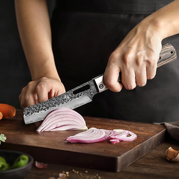 SENBON 440A Forged Stainless Steel Sharp Folding Chef Knife Peeling Utility Knife Fruit Knife Colorful Wood Handle Camping Barbecue Outdoor Pocket Portable Kitchen Knife