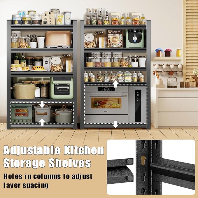 【Five Tier Commercial Kitchen Heavy Duty Shelving】 77.95×35.43×13.78 inches Ultra-Strong Load-Bearing 500lbs per Tier Oil and Rust Proof Shelving Shelf Restaurant Grade Storage System