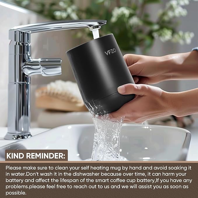 Smart Mug,Self Heating,Temperature-Controlled, Self-Heating Coffee Mug.LED Real-time Temperature Display. 180 Minutes Maximum Battery Life.Smart Coffee Cup(16oz, Black)