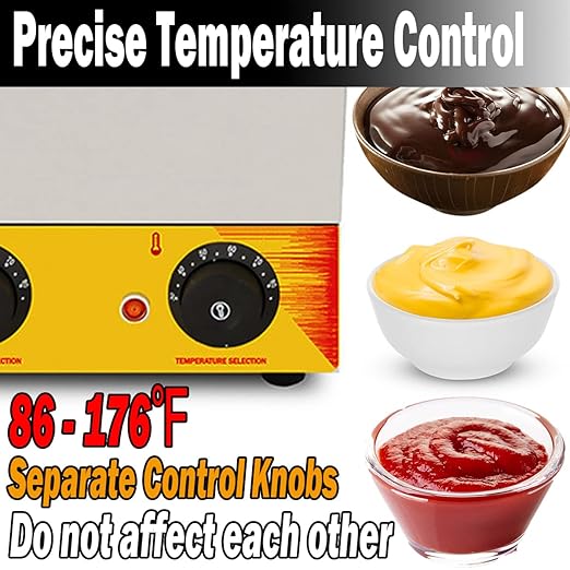 Electric Cheese Dispenser with Pump Hot Fudge Warmer 4.5 Quart Double Head Sauce Condiment Pump Station for Nacho Cheese Caramel Ketchup Syrup Butter,86-176℉