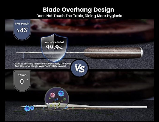 Steak Knives Set of 2, 4.8 Inch High-Carbon Japanese Stainless Steel Non-serrated Meat Knife with Wood Handle, Damascus Pattern Full Tang Design, Razor-Sharp Dinner Knives with Gift Box