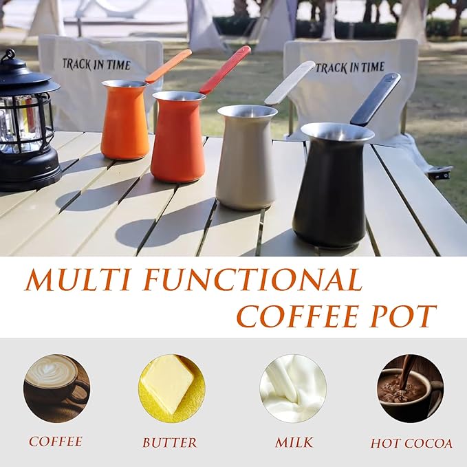 Turkish Coffee Pot - Gifts for Family &Friends,Cezve/Ibrik Coffee Pot for Stovetop,Briki Greek Turkish Pot with Heat-Resistant Rubber Handle,Milk Warming Pot,Arabic Tea Pot