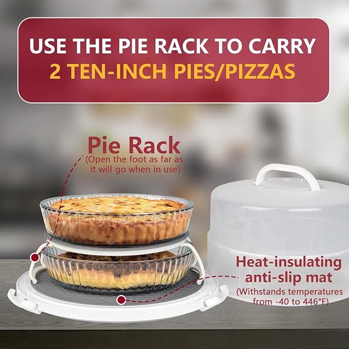 12 Inch Cake carrier Container with Lid and Handles Includes Insulated Bag for Safe Transportation of Buttercream Doesn't Melt Easy for Cakes, Pies and Cupcakes (Red)